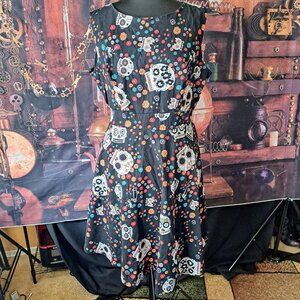 A-line Rockabilly sleeveless skull dress size 2XL